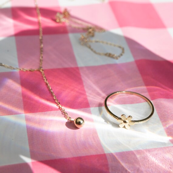 9ct Gold Lariat Necklace Bead Lariat 