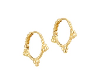 Gold hoops - gold hoop earrings - 9ct gold hoops - 9ct hoops - gold hoop earrings - gold hoops - spike hoops - gold boho hoops J2-HU-3703