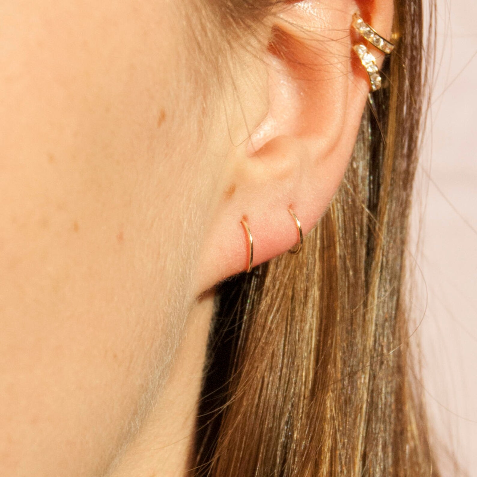 9ct Gold Tiny Gold Wire Hoops Nose Ring Thin Hoops 9ct Etsy UK