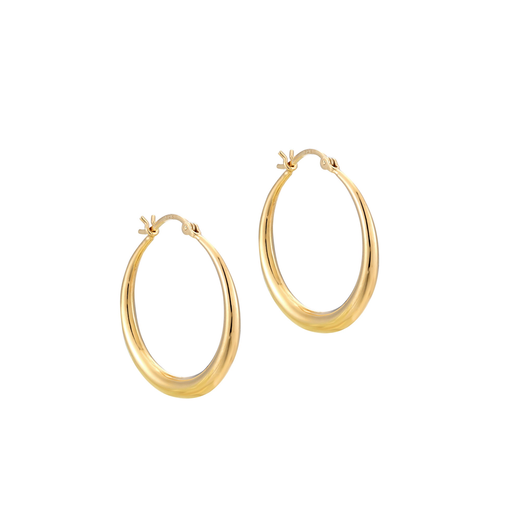 Large creole hoops asymmetric creole earrings gold | Etsy