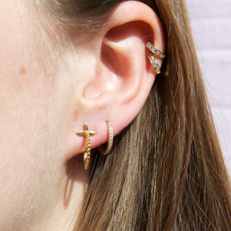 dot hoops gold M30297 bobble gold earrings hoop earrings stud earrings gold dot stud earrings Half hoop hoops gold studs