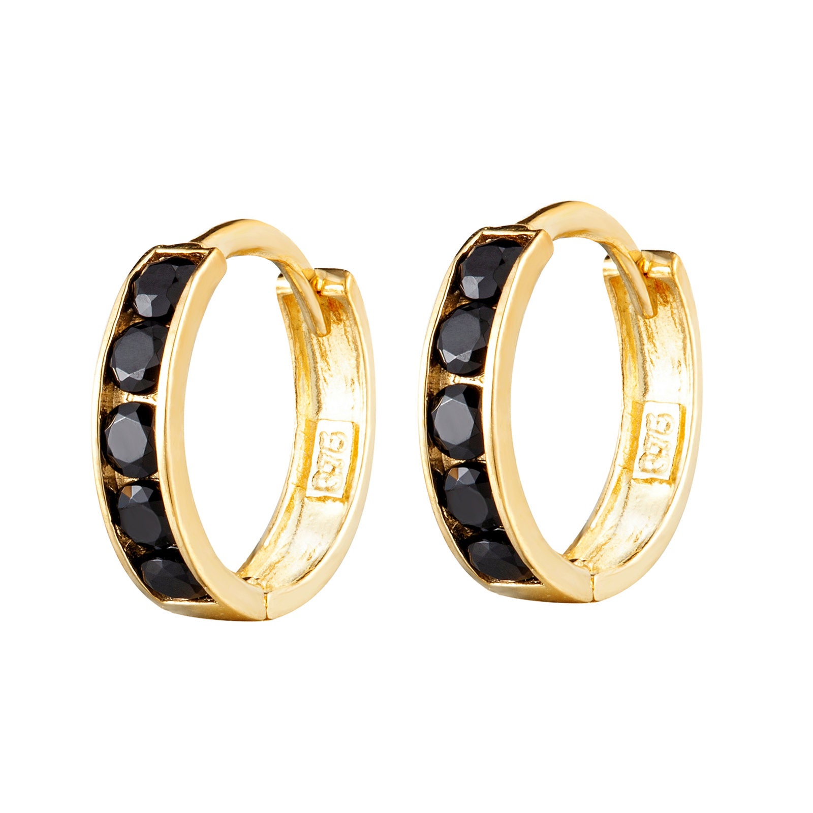 Black and gold hoop earrings deals