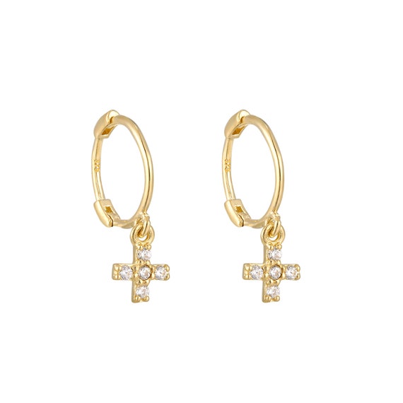 9ct gold sales charm hoop earrings