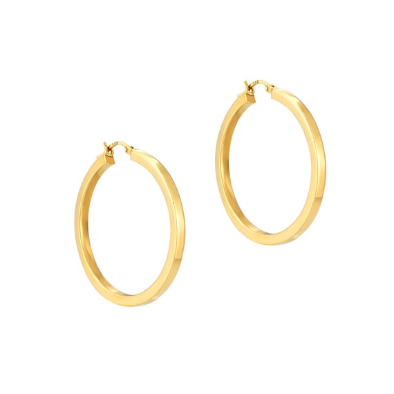 9ct Yellow Gold Small Greek Key Creole Hoop Earrings -  Denmark