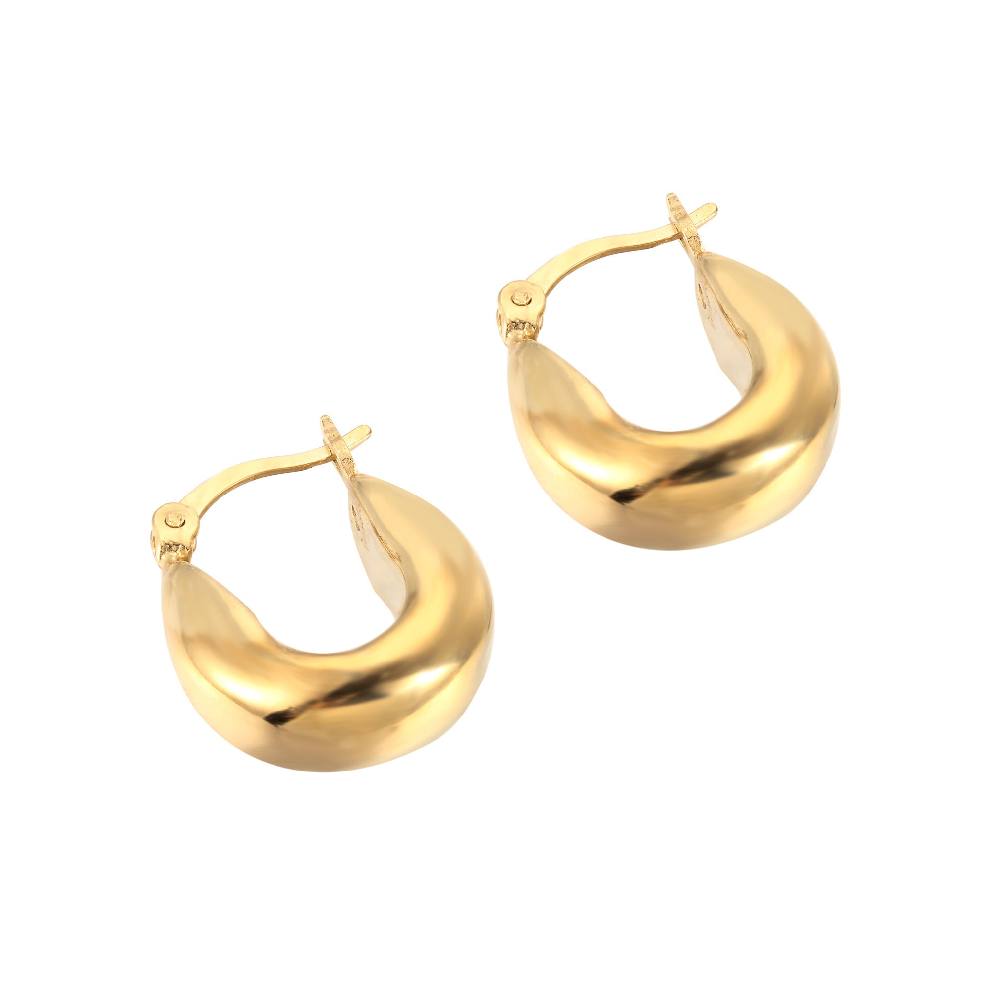 Thick Gold Hoop Creole Earrings Gold Hoops Thick Hoop - Etsy UK