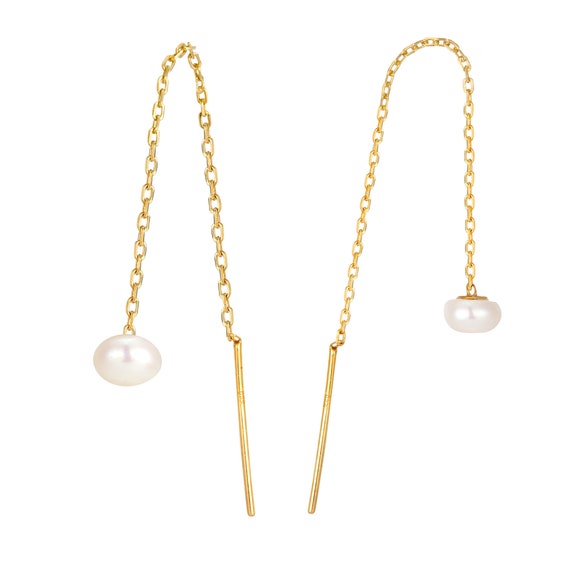Pearl pull shop through earrings