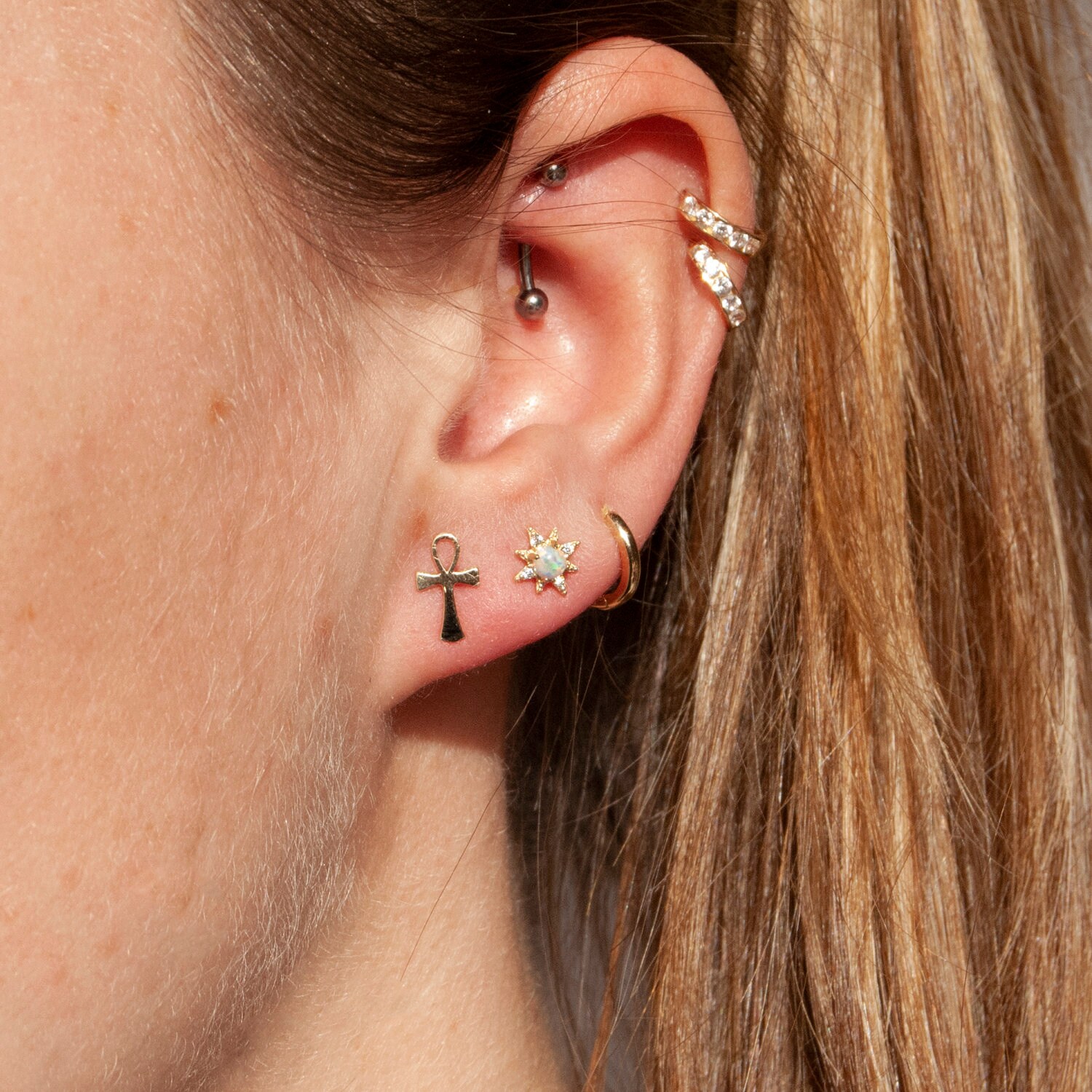 9ct gold ankh studs stud earrings hieroglyphic earrings Etsy