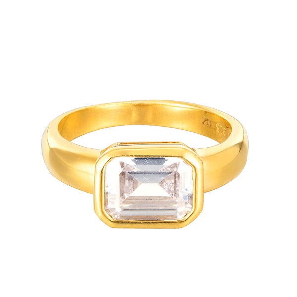 Emerald cut cz baguette ring - baguette cz - silver ring - gold ring - statement ring - pinky ring - white cz - emerald cut cz - H1-R-7350