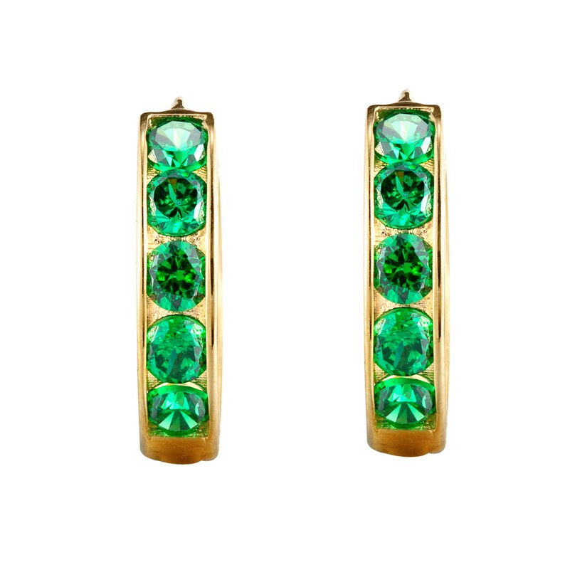 9ct small emerald solid gold hoop emerald hoop huggie earrings emerald stone solid gold hoops 3745-Y9-EM image 7