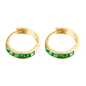 9ct small emerald solid gold hoop emerald hoop huggie earrings emerald stone solid gold hoops 3745-Y9-EM image 5
