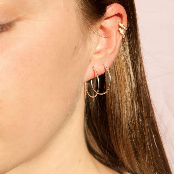 Small Silver Hoop Earrings - Silver - Woman - Earrings 