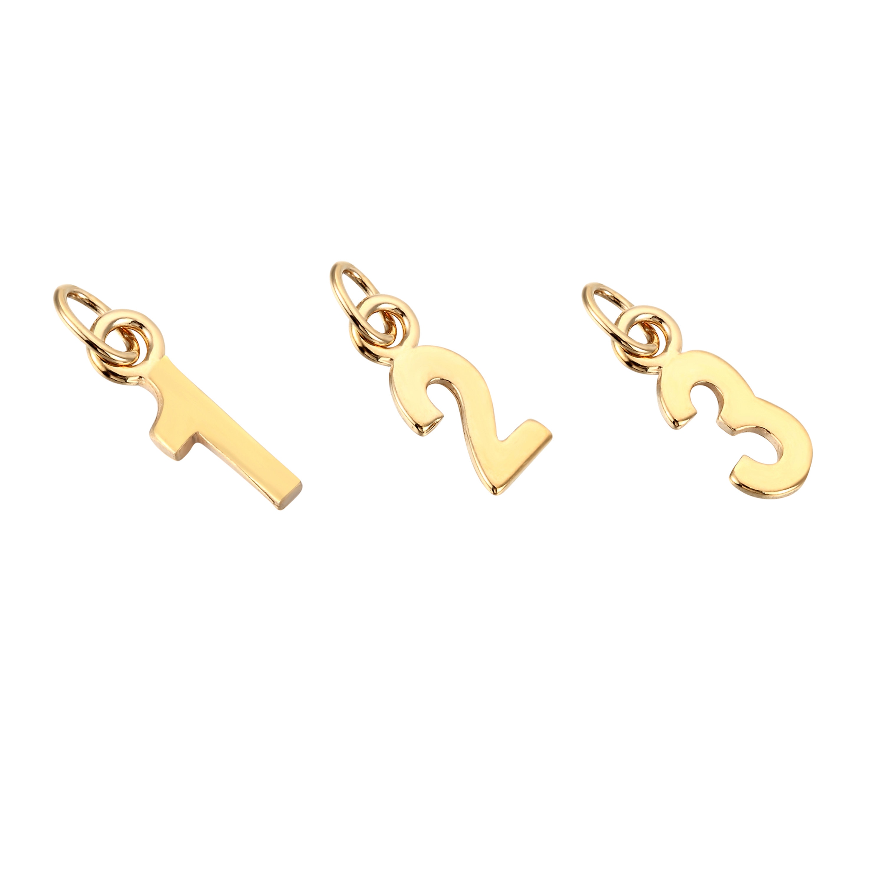 Number Charms Pendants Shiny Gold 10 Pieces Numbers 15mm Assorted Number Charms Gold Number Charms
