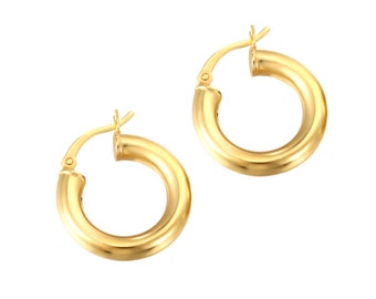 Chunky Gold creole hoops - small gold hoops - big gold hoops - thick hoop earrings - hoops - creole earrings - gold - boho -A1-CR-4210-9S