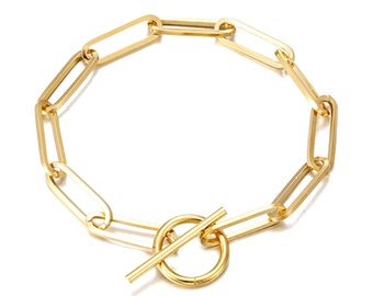 Chunky T-bar chain bracelet - gold bracelet - silver bracelet - chain bracelet - chunky bracelet - bracelet - gold - silver - A5-CB-1252
