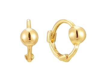 9ct gold - huggie - tiny hoop earring - tiny hoop - gold hoop earring - tiny hoops - bead hoops - 9ct gold hoops - silver hoops - I3HU-4615