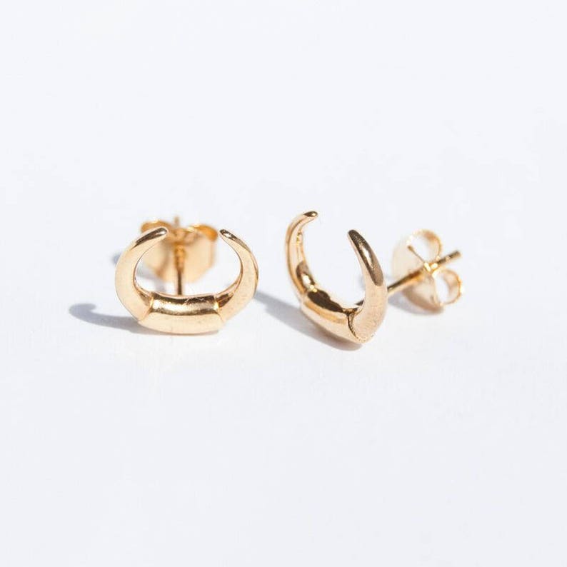 boho Tiny Tusk moon earrings silver earrings minimal -E3-SF1192 tiny stud earrings gold earrings stud earrings moon