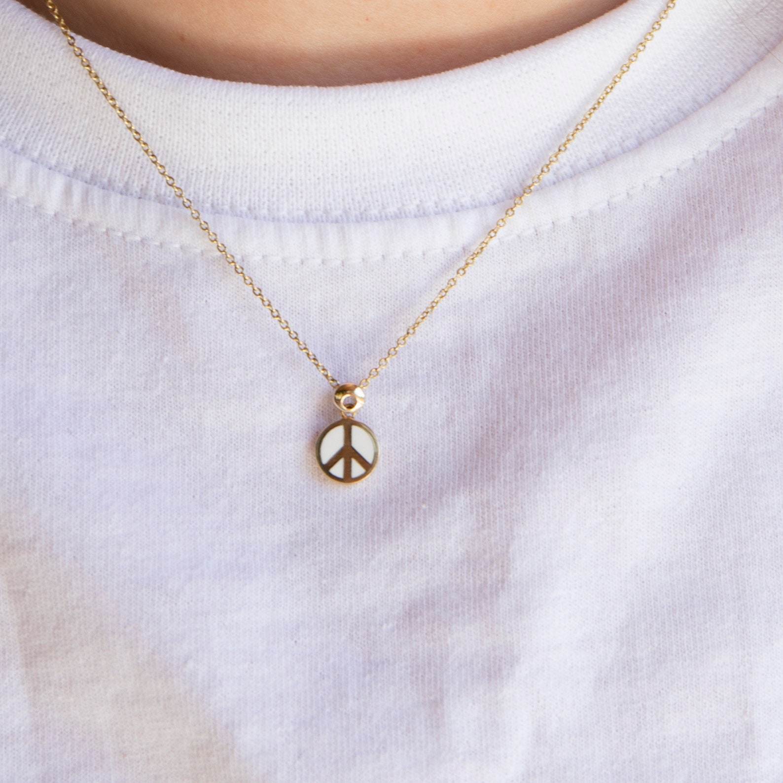 9ct Gold enamel peace gold necklace peace sign necklace  Etsy