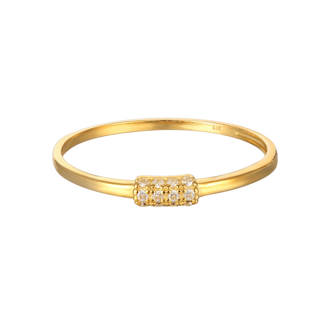 9ct Gold Ring 9ct Cz Ring Cz Gold Ring Pave Cz Ring Ring Stacking Ring ...