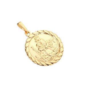 9ct gold - St Christopher - St Christopher necklace - saint christopher - st christopher medallion - gold necklace - gold chain -PD-8138