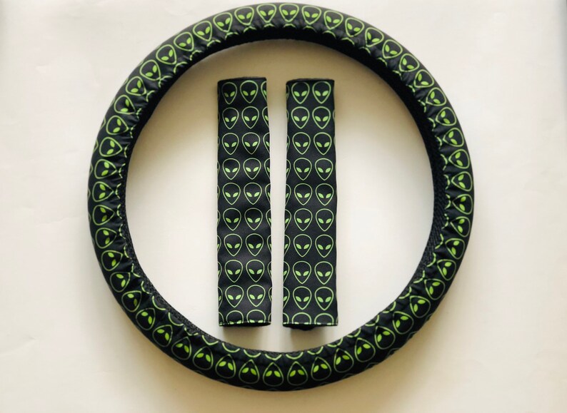 Set of car accessories with aliens Steering wheel cover and Etsy