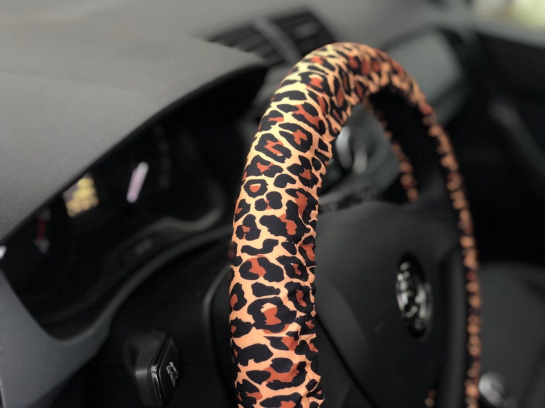 Leopard print steering wheel cover. Animal print car | Etsy