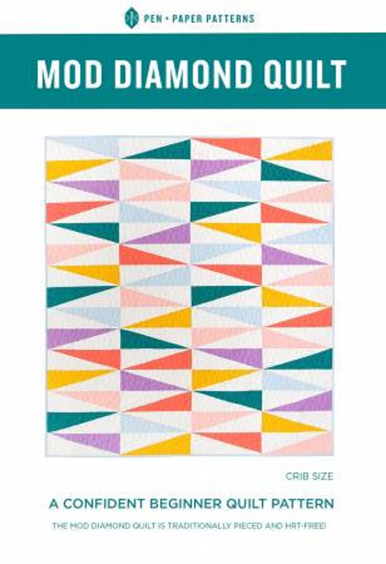Mod Diamond Quilt Pattern Modern Quilt Two Sizes Crib Throw Etsy