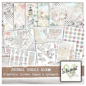 Bundle, Journal, Printable, Frühling, Bloom, Hintergrund Papiere, Digitaler Download, Scrapbook, Papier, Junk Journal, Kit, Ephemera, Daily Journal