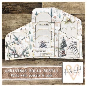 Christmas Folio, Rustic, Winter, Folder, Pockets, Journal, Printable, Digital Download, Junk Journal, Ephemera, Junk Journal Kit, Loaded