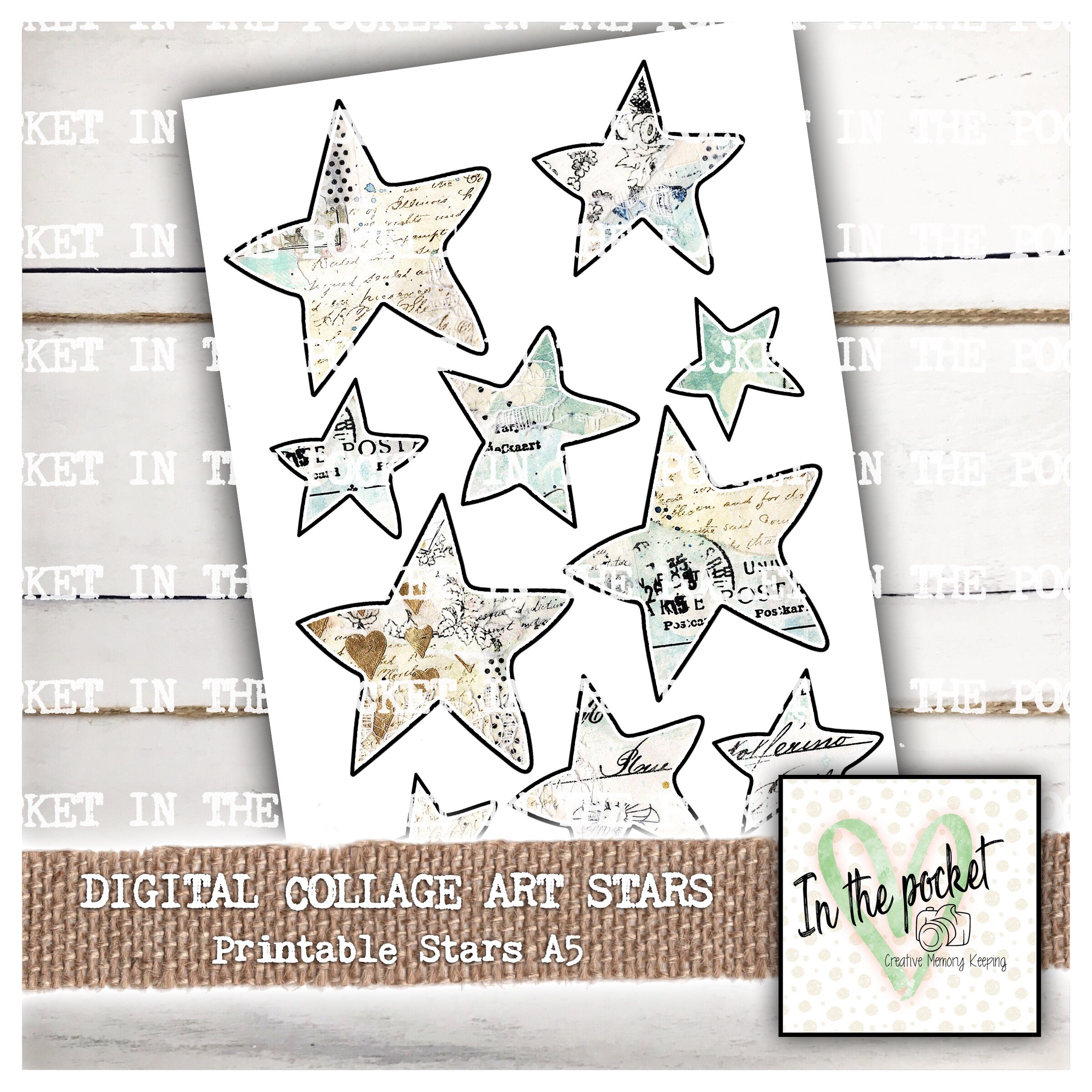 printable stars printable digital download a5 scrapbook etsy