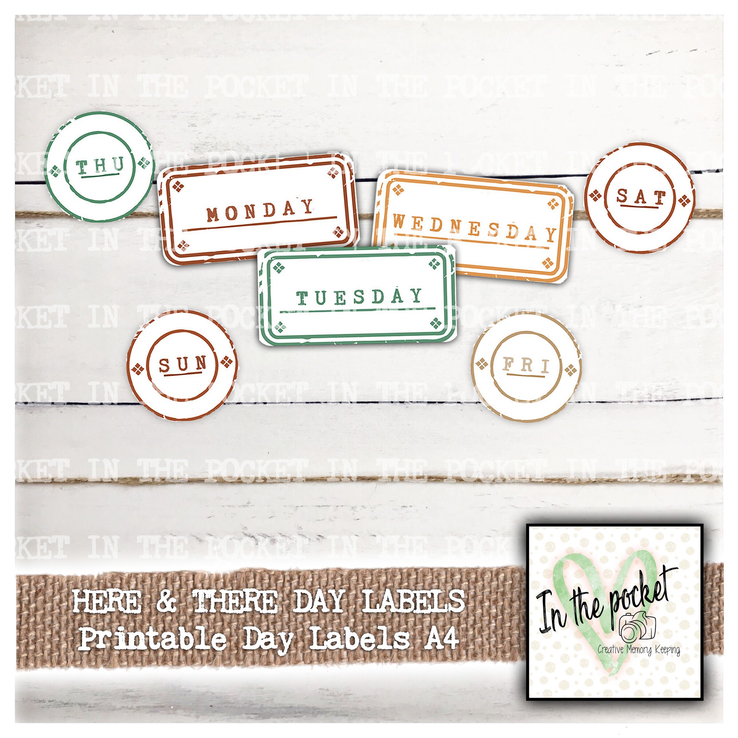 Day Labels, Days, Printable, Digital Download, Journal, Paper, Labels ...