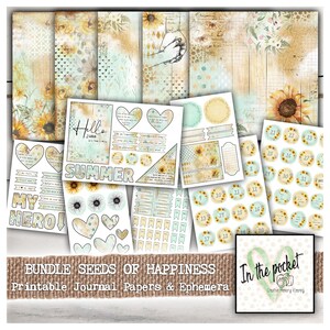 Bundle, Journal, Printable, Sommer, Kit, Hintergrund Papiere, Download, Scrapbook, Papier, Junk Journal, Kit, Ephemera, Daily Journal, Monthly