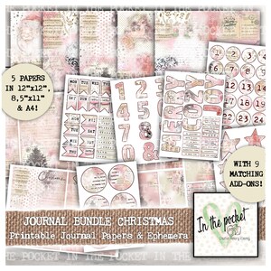 Christmas, Bundle, Journal, Printable, Kit, Background Papers, Download, Scrapbook, Paper, Junk Journal, Kit, Ephemera, December Daily, Star
