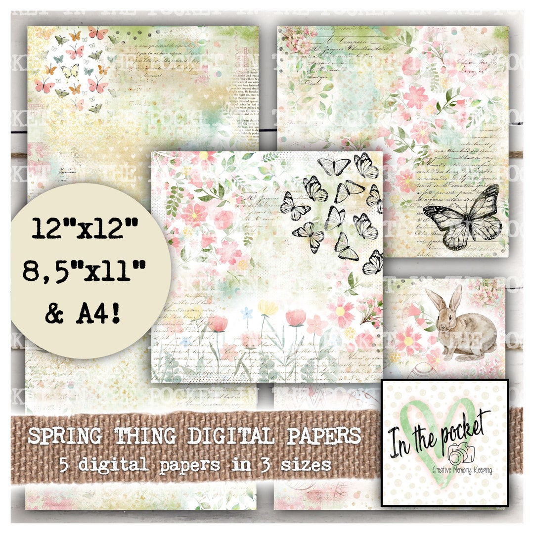 Book Paper With Spring Spring, Printable, Papers, Spring Thing, Easter, April, Digital ...