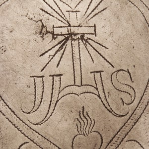 1700&#39;s antique pewter ihs plate