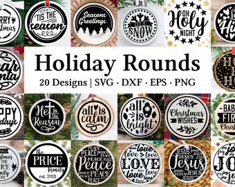 Holiday Ornaments SVG, Christmas Ornaments SVG, Holiday Rounds, Christmas Plate Designs, Designs for Round Blanks, SVG Christmas Gifts