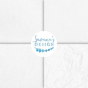 Puede incluir: Un fondo blanco con cuatro texturas diferentes. En el centro de la imagen, un c&iacute;rculo blanco con el texto "Savana's DESIGN" en letras azules y un dise&ntilde;o floral azul.
