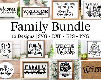 Family SVG Bundle, Family Quote SVG, Family SVG, Welcome To Our Home, Split Monogram, Cricut Bundle, Svg Files for Silhouette, Cut Files