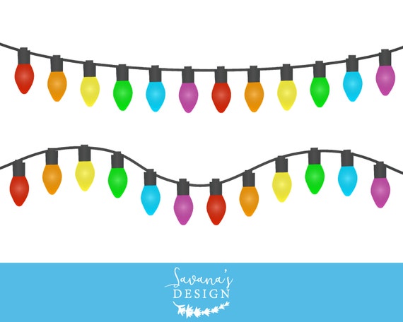Christmas lights clipart Christmas lights clip art String of | Etsy