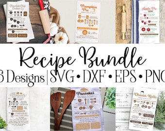 Recipe SVG, Kitchen SVG Bundle, Dish Towel SVG, Recipe Bundle, Svg Files for Cricut, Printable Download, Cut File, Silhouette Studio, Vector