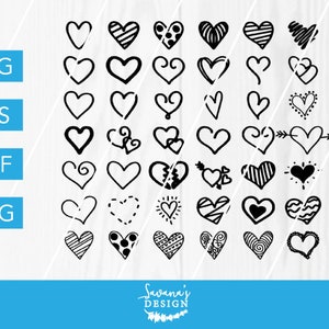 Hearts SVG, Heart SVG, Heart Dxf, Hearts Dxf, Heart Cut File, Hearts Cut File, Doodle Svg, Heart Clipart, Heart Svg Bundle, Cricut, Svg File