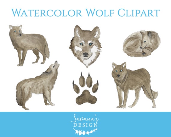 Watercolor Wolf Clipart, Wolf Clipart, Wolf Claw, Watercolor Wolves, Wolf Watercolor, Watercolor Animal Clipart, Wildlife Clipart, Wolf PNG Il_570xn