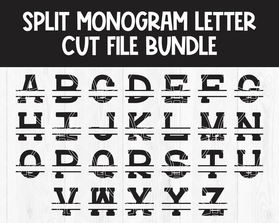 Download Split Monogram Alphabet Svg Initial Clipart Serif Letter Cut Files Svg Bundle Name Plate Laser Vinyl Design Dxf Cricut Silhouette By Savanasdesign Catch My Party