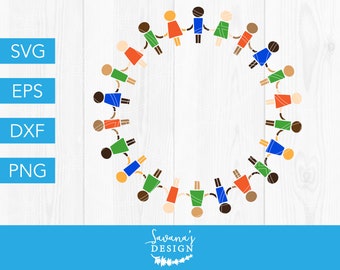 People Holding Hands SVG, Peace SVG, Love SVG, Unity Svg, Family Circle Svg, Round Monogram Svg, Ethnicity Svg, Color Svg, Holding Hands Svg