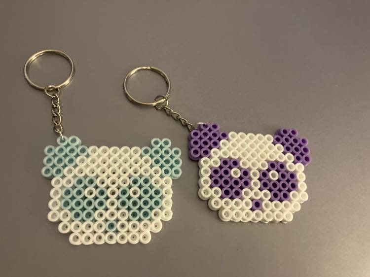Perler Bead Panda Keychains Etsy