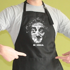 AbNormal Apron with pockets, Marty Feldman, Young Frankenstein, Igor, Silkscreen, Hand Printed, Kitchen apron, Gift for her, Gift for him