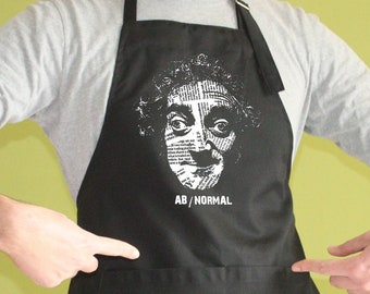 AbNormal Apron with pockets, Marty Feldman, Young Frankenstein, Igor, Silkscreen, Hand Printed, Kitchen apron, Gift for her, Gift for him