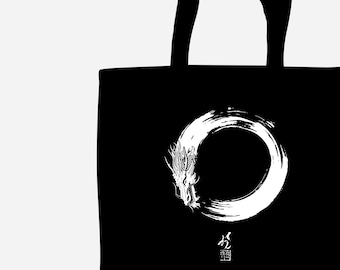 Enso Dragon Tote Bag with Long Handles