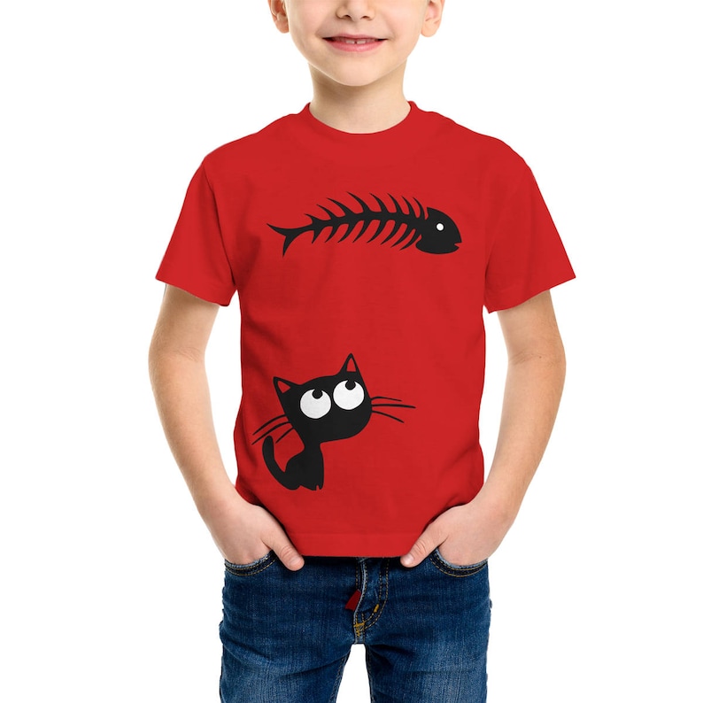 Catfish Tshirt for Kids Cat Fish Screen Print Black & Etsy