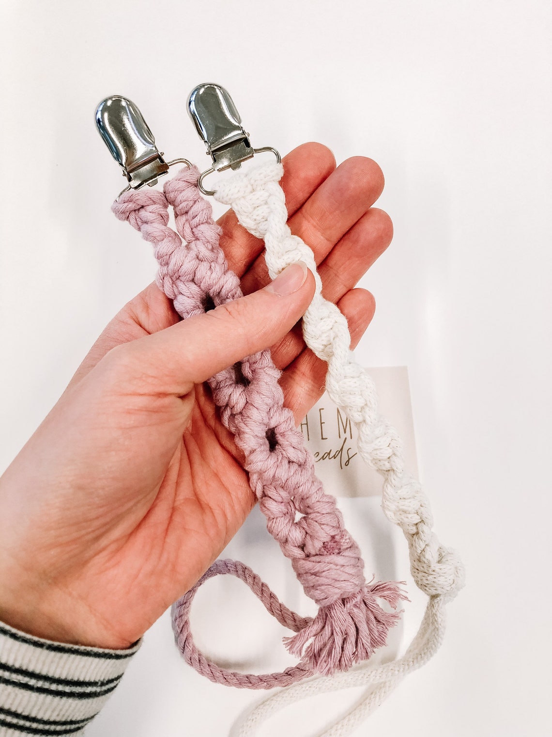 Handmade Macrame Dummy Clip Macrame Pacifier Clip Baby Etsy