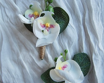 White Orchid Boutonniere / Buttonhole Flowers